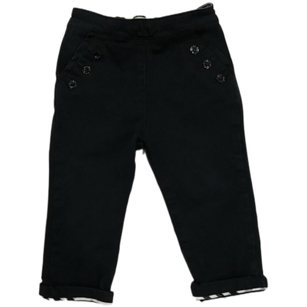 Burberry Baby Black Pants with Check Details - 18 months
